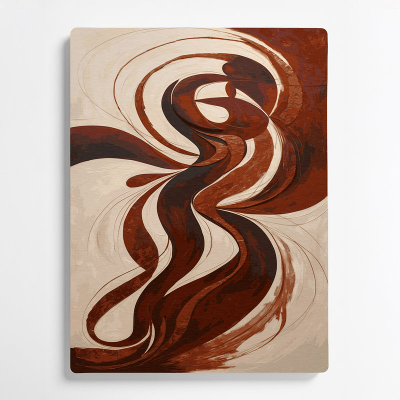 Art mural abstrait en métal beige 9 figuratif, H 11 po x l 14 po