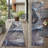 8' Runner Navy Blue Abstract Washable Non Skid Indoor Outdoor Runner Rug