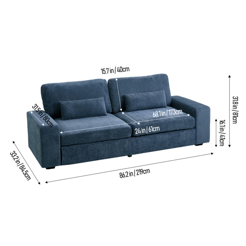 2 Seater Sofa, Blue