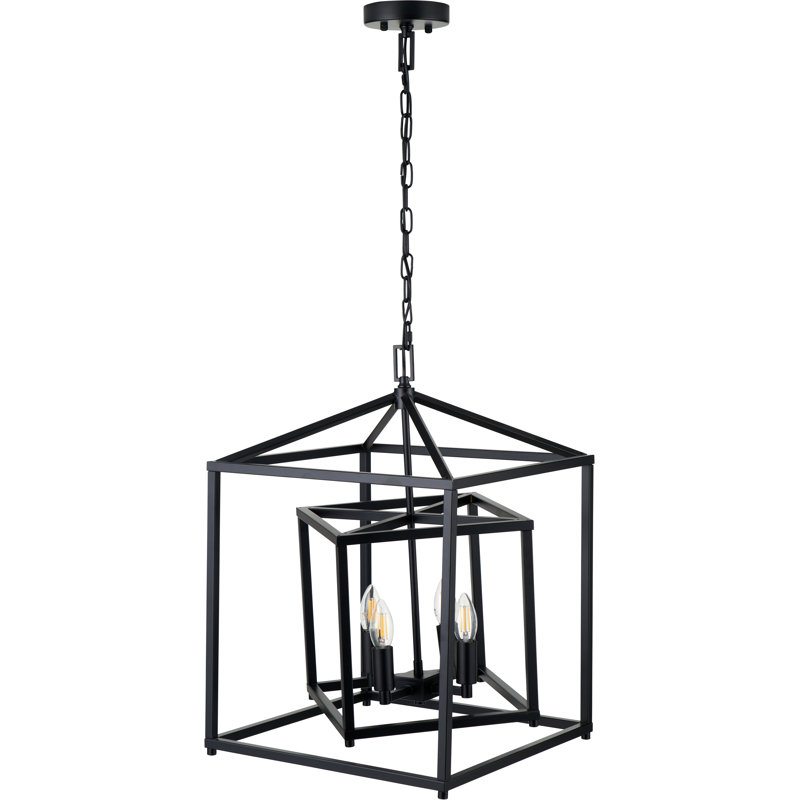 Anis 4-Light Lantern Chandelier, Matte Black