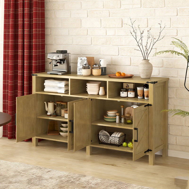 Porte de 59 pouces moderne 59 pouces avec prises de courant, ports USB, tablettes réglables et rangement semi-ouvert pour une utilisation dans plusieurs pièces.