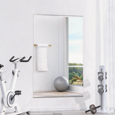 Ensemble de 2 miroirs en verre trempé sans cadre de 55 x 17 pouces pour salle de sport à domicile