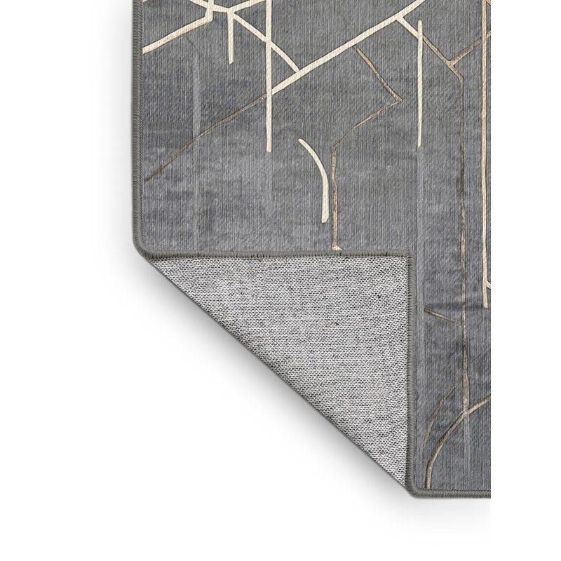 Machine Washable Gray Area Rug, Runner 2' x 4'