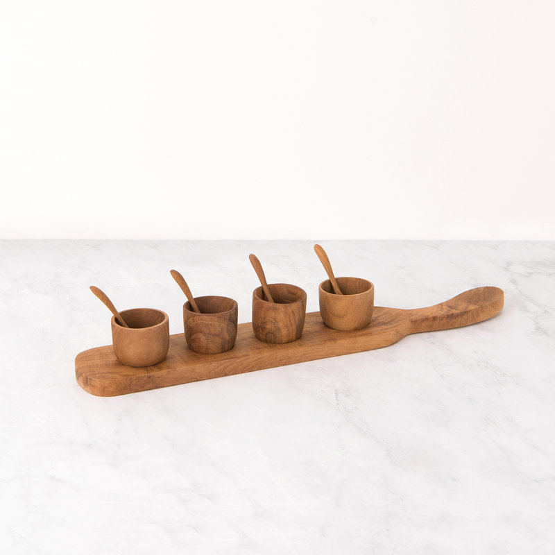 Loon Peak® Brunell Teak Condiment Server