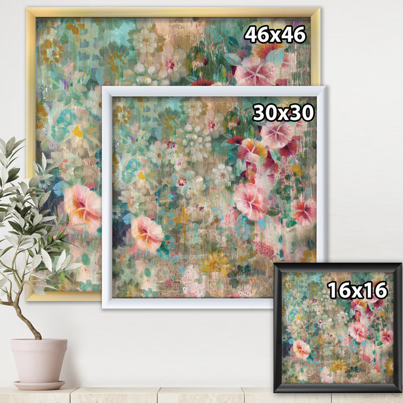 « fleur de douche iii »-cadre photo imprimé sur toile, H 30 po x l 30 po x P 1 po, Cadre noir