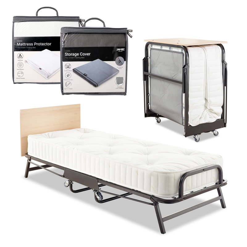 Jay-Be Crown Premier Folding Bed with Deep Sprung Mattress - Single with with Mattress Protector & Storage Cover