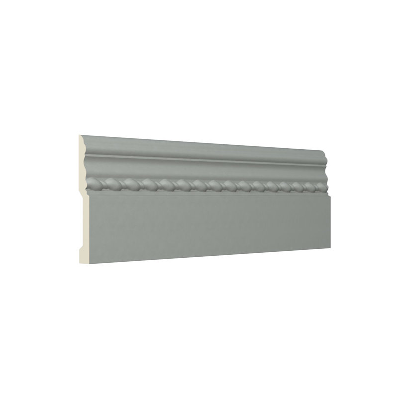 Gray Primed Polyurethane Geometric Baseboard Moulding Sample