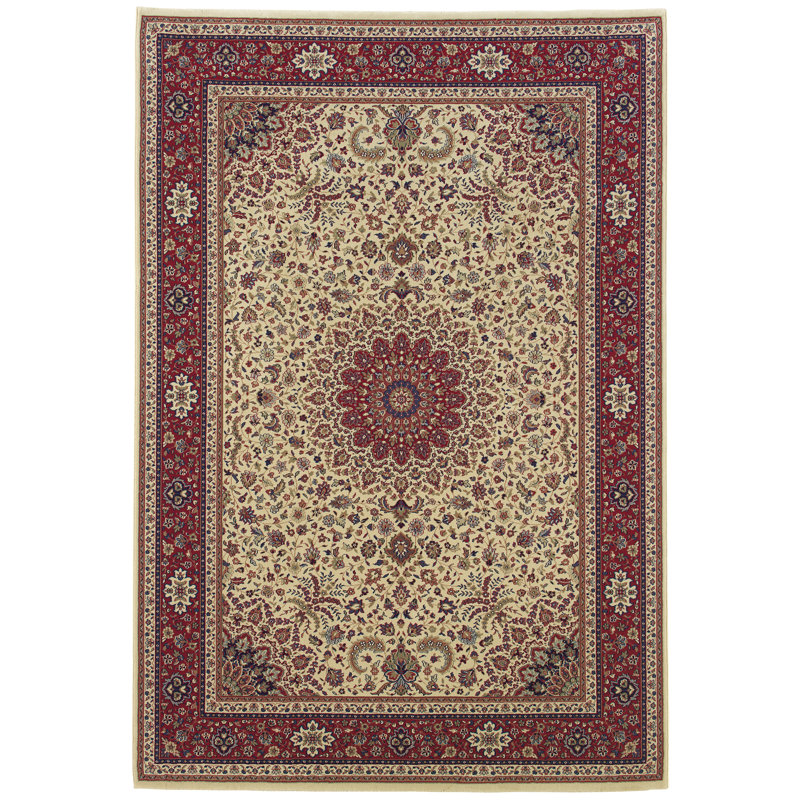 Tapis ivoire / bourgogne Shelburne, Rectangle 5 pi 3 po x 7 pi 9 po