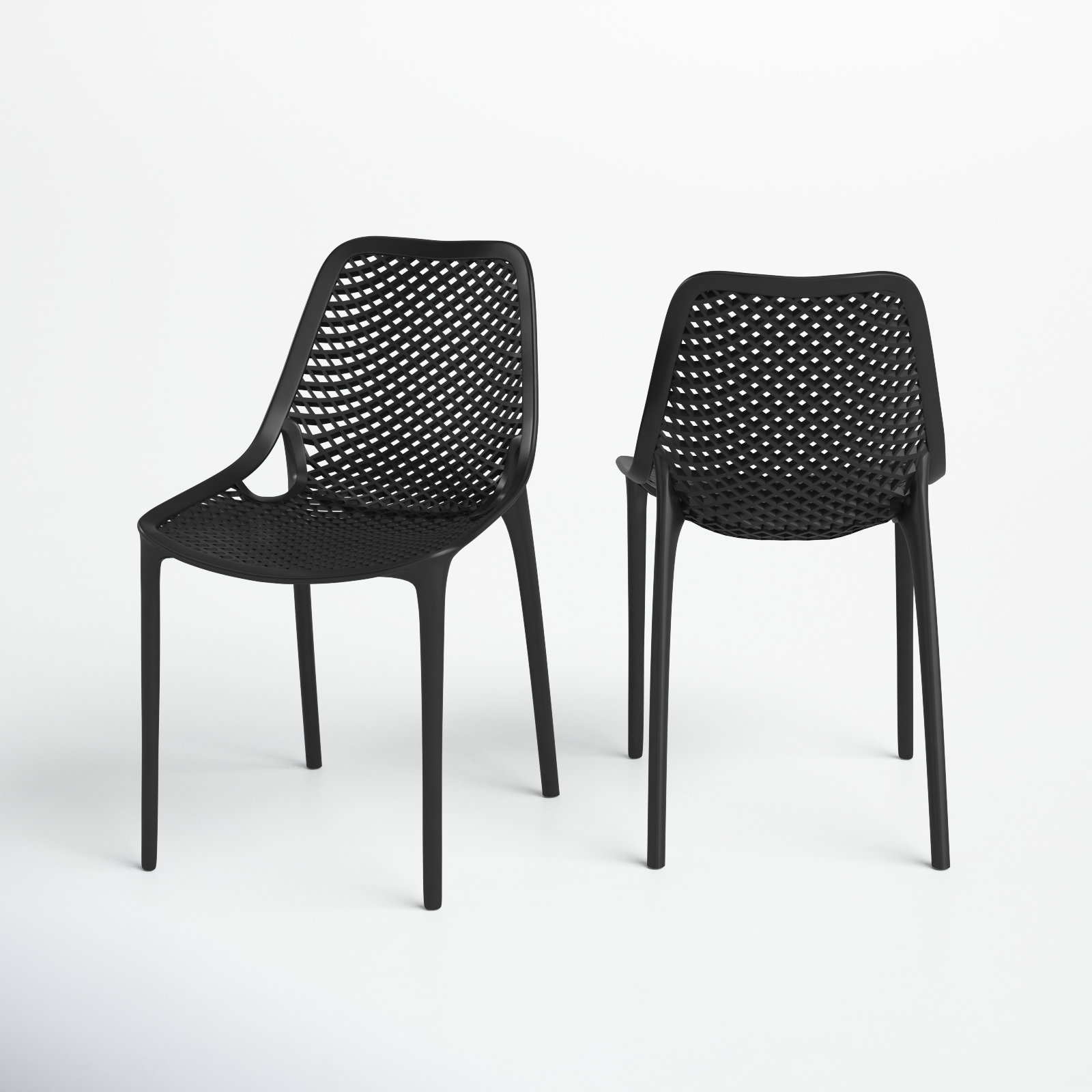 Farrah Stackable Patio Side Chair, Black