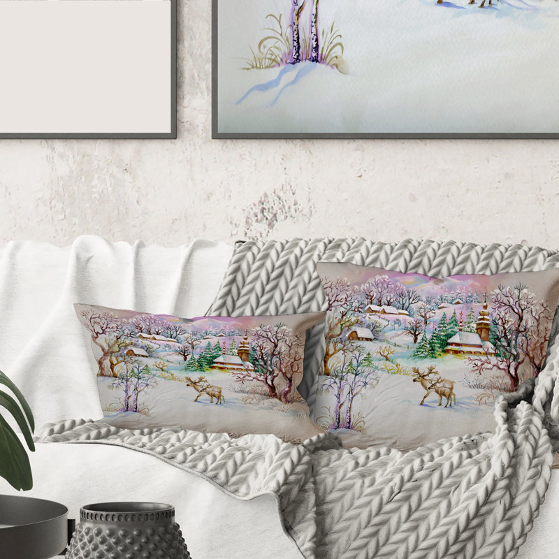 Hiver Winter Life - coussin traditionnel imprimé, 18" x 18"