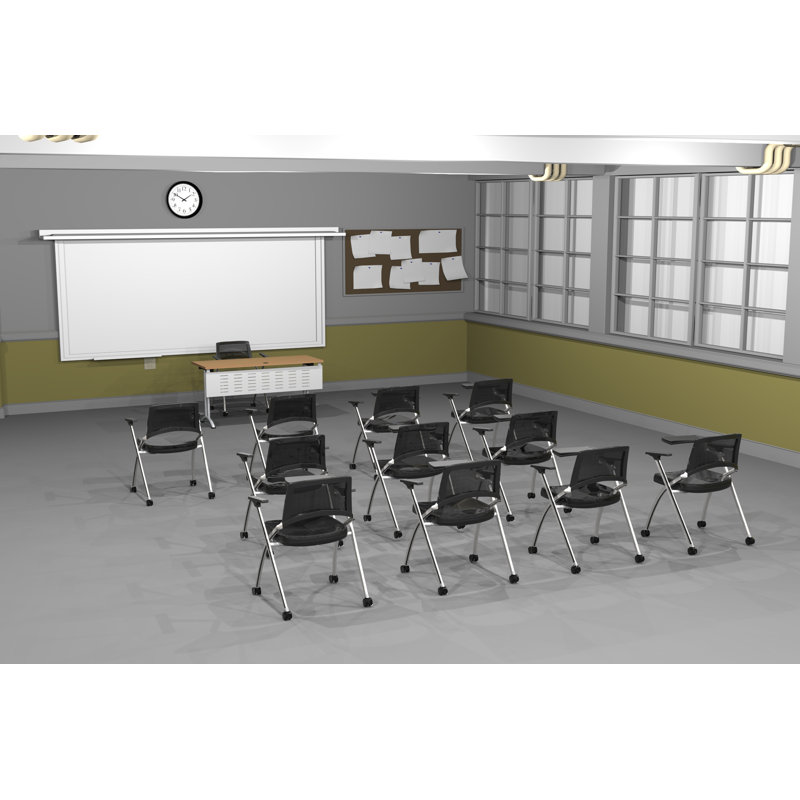 12 Person Flip Top 22'' L Modular Training Table and Chair Set with Casters and Modesty Panel