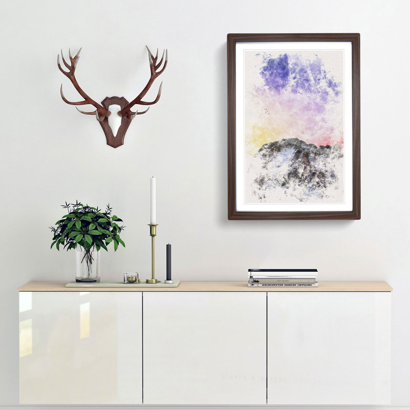 Birds Above the Dolomites in Italy - Framed Print, 33cm H x 24cm W x 2cm D, Walnut Framed