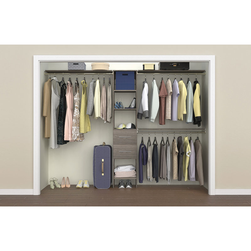 SuiteSymphony 72" W - 108" W Closet System with Drawers, Graphite Gray