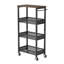 Chariot de rangement mince à 4 niveaux avec plateau en bois, organisateur de cuisine étroit sur roulettes, support à panier pour petits espaces