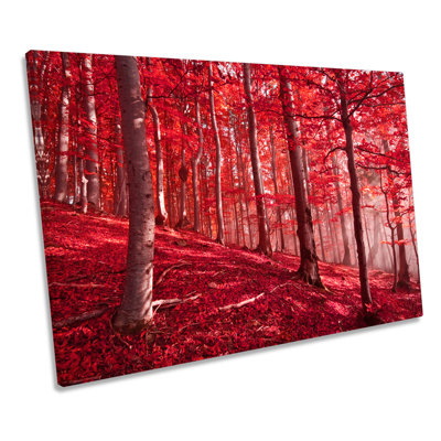 Red Forest Landscape - Wrapped Canvas Print