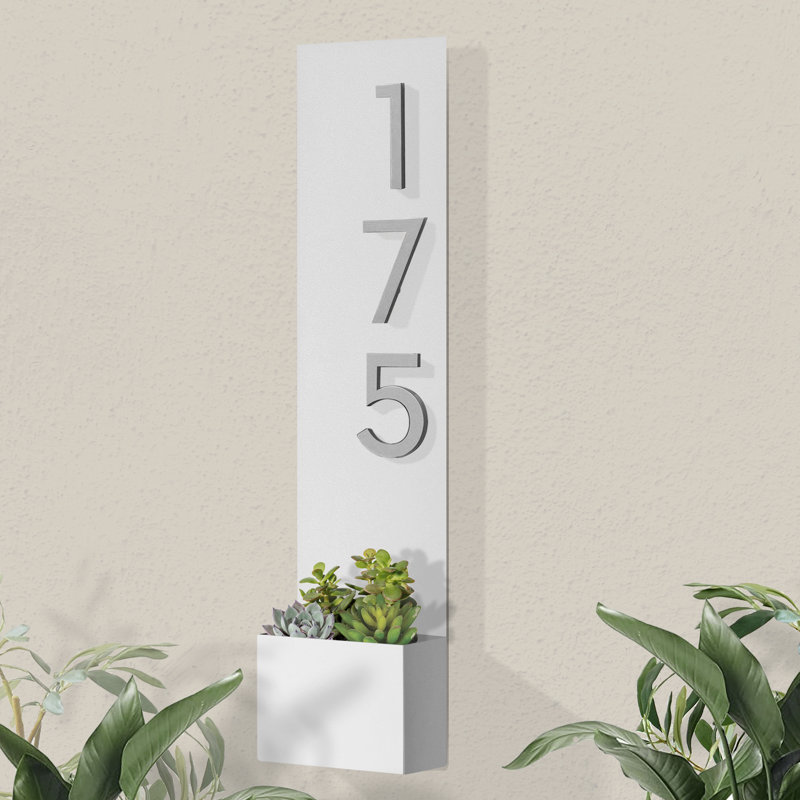 Plaque d'adresse murale debout, Argent, Oui, Blanc