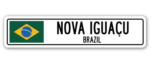 Panneau de signalisation en aluminium Nova Ignuaou, drapeau du Brésil, H 6 po x l 24 po x P 1 po