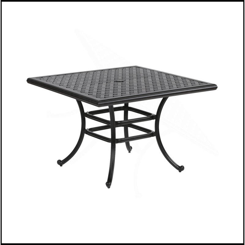 Table de salle à manger d'extérieur carrée de 44 pouces, fonte d'aluminium résistante aux intempéries, conception en treillis moderne pour patio et jardin