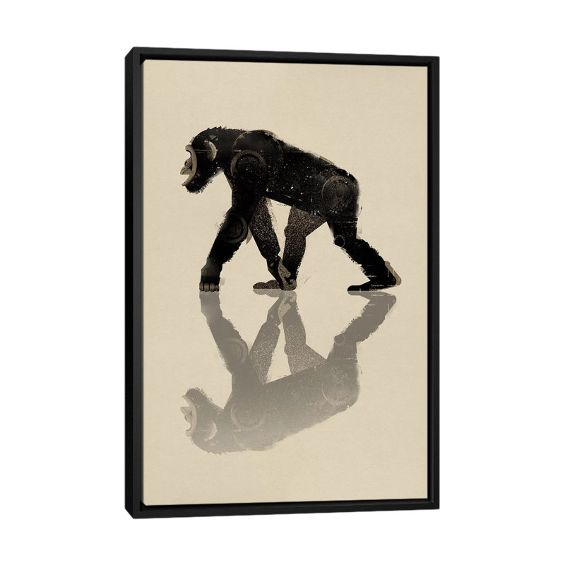 Chimp by Dieter Braun - Print on Canvas, 101.6 cm H x 66.04 cm W, Black Framed