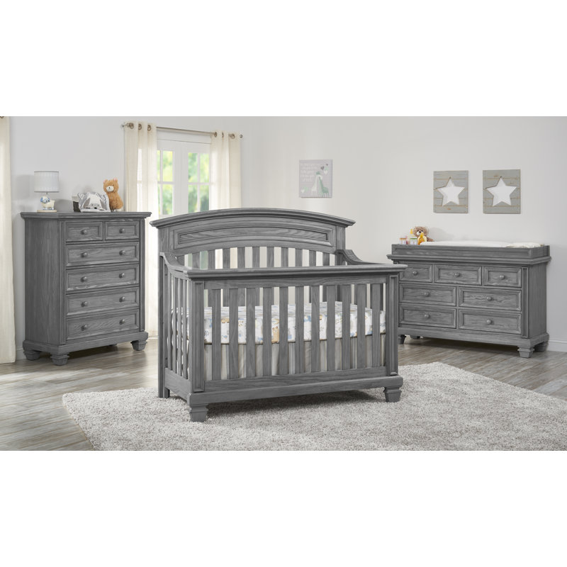 Lit de bébé convertible 4 en 1 Richmond, Gris brossé