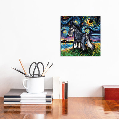 Standard Schnauzer Night by Aja Trier - Wrapped Canvas Print