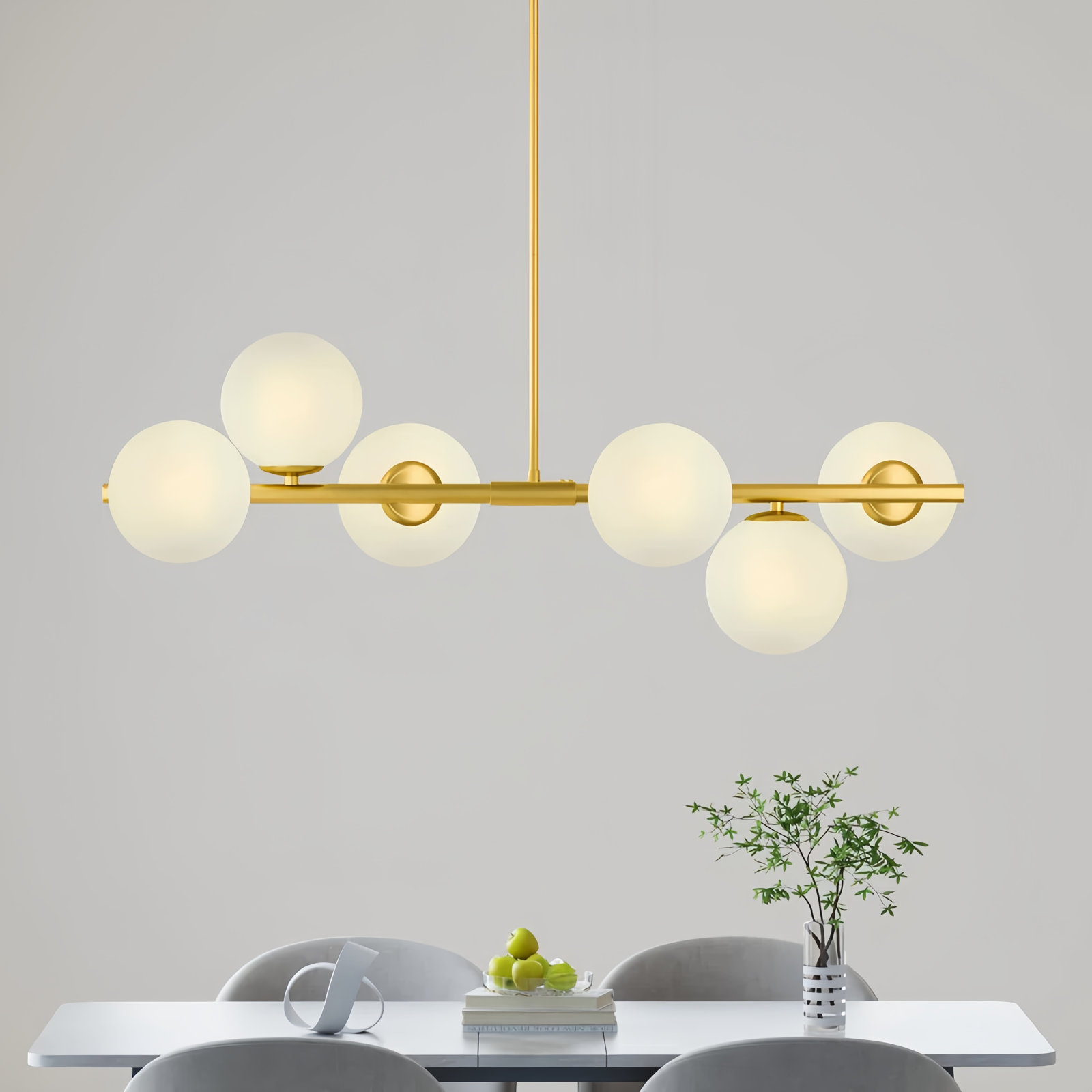 Lio Wrought Iron 6-Light Chandelier, Brushed Brass