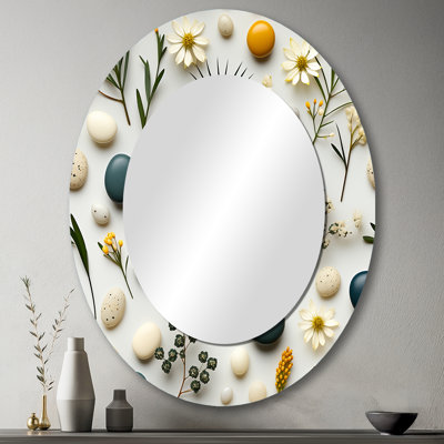 Seren Stones Motif zen pour spa - Grand miroir mural ovale sur métal