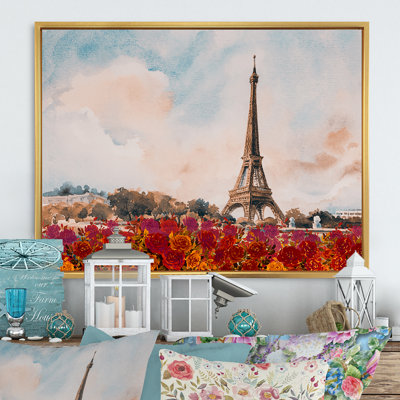 «Paris Eiffel Tower In Beau Fitul Summer VI», reproduction sur toile flottante