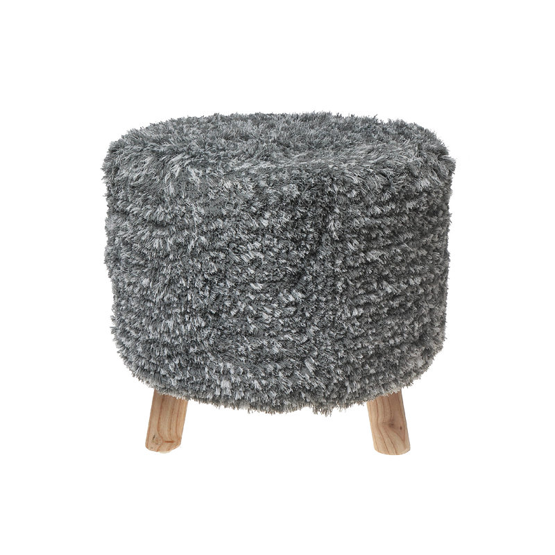 Pouf en bois tissé à la main, Gris