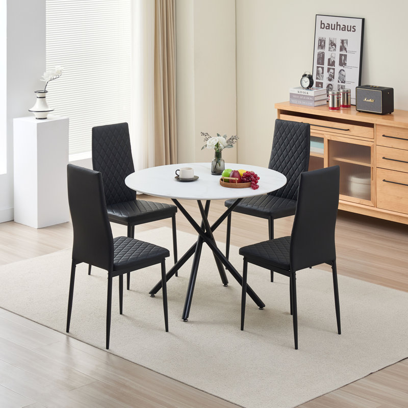 4 - Person Concrete Dining Set, Black 