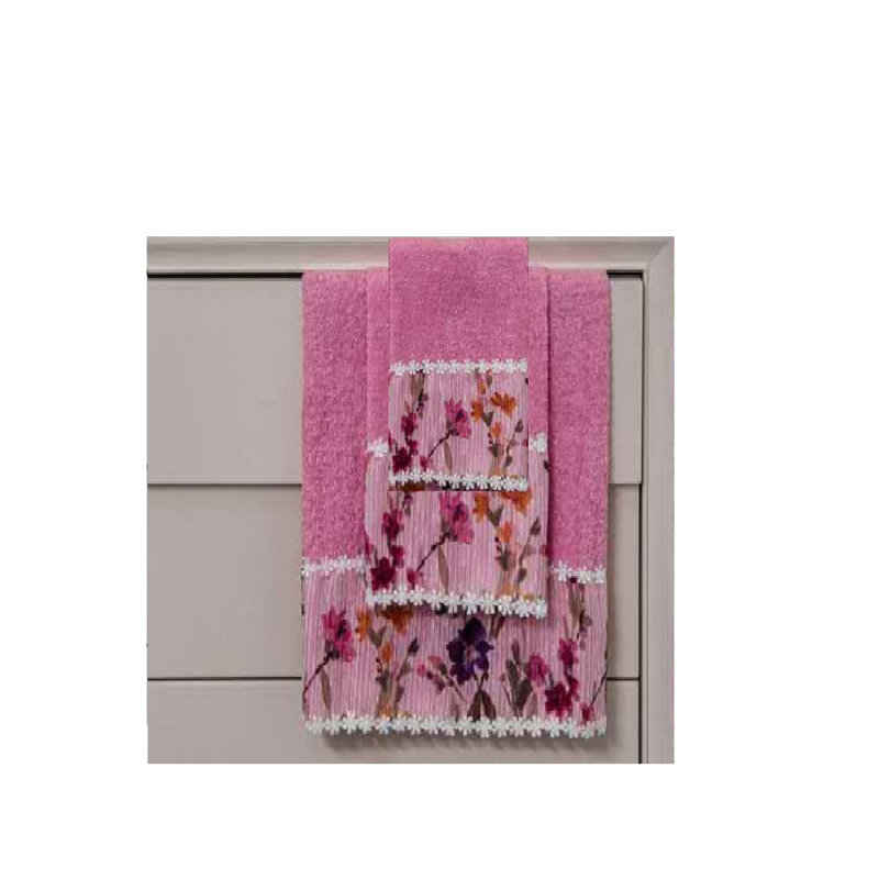Ensemble de serviettes 3 pièces 100% coton, Rose