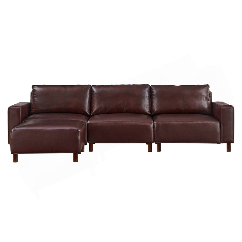 Canapé modulaire de luxe moderne avec revêtement en polyuréthane respirant de qualité supérieure, Bourgogne