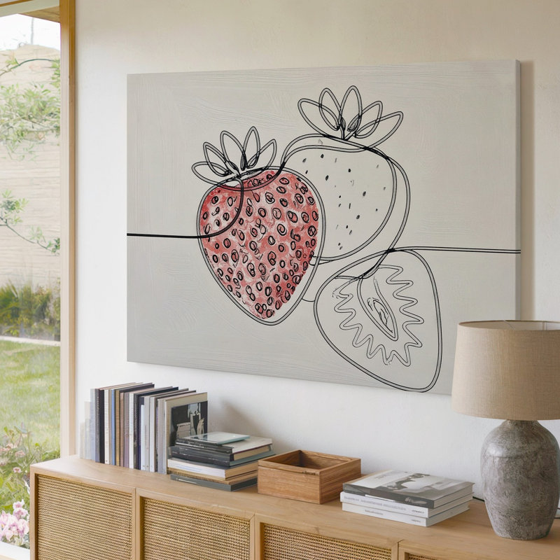 Art mural sur toile minimaliste avec une fraise minimaliste, H 9 po x l 12 po