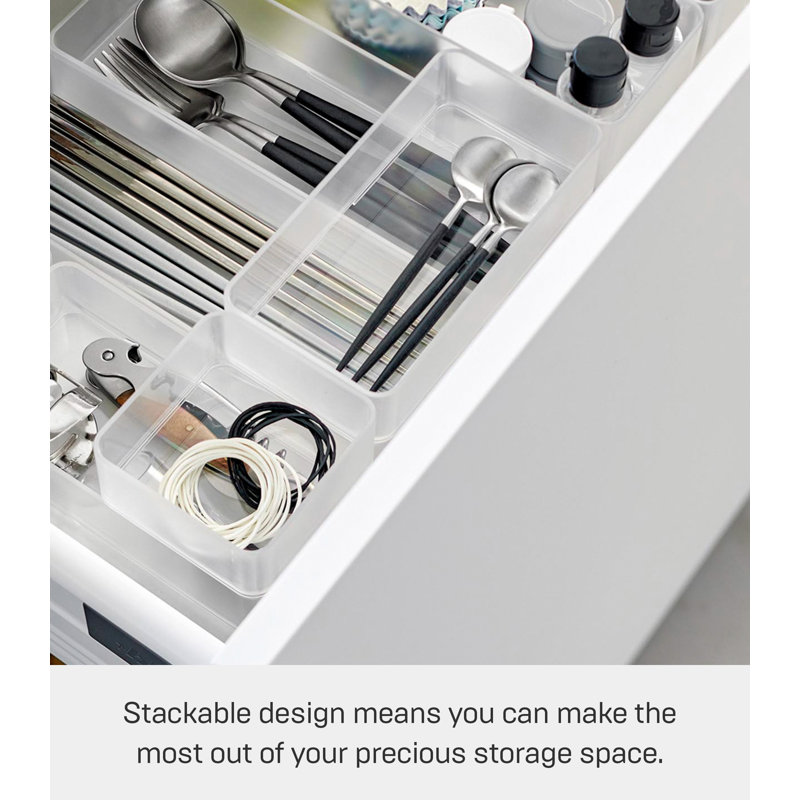 Yamazaki Home Stackable Organizers [Set Of 2] - Four Sizes, Deep, White
