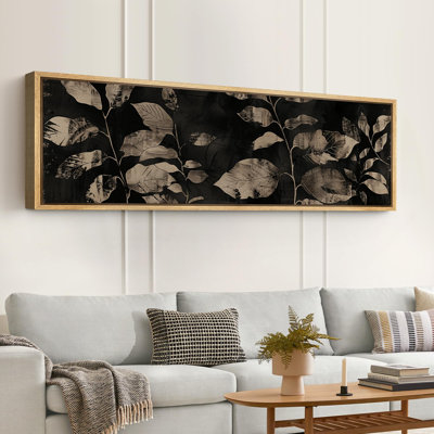 Leaves " Modern Noir Leaves Monochrome Botanical Shadows Modern Art Calm Warm Extra Large Pictures "