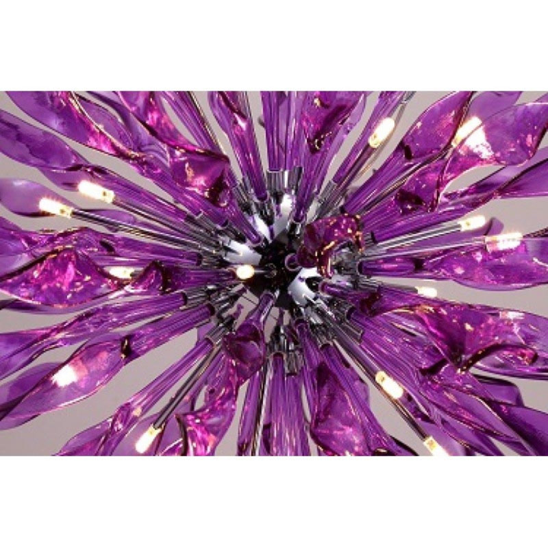Lustre sphère Spoutnik Apollo Iris Kamiyla, Chrome, Mauve, 50" Wide x 40" Height