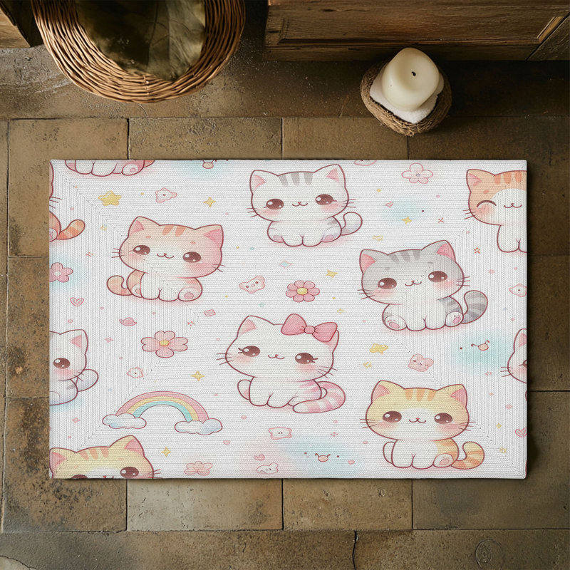 Tapis tressé Pastel Meow, Rectangulaire 3 pi x 5 pi