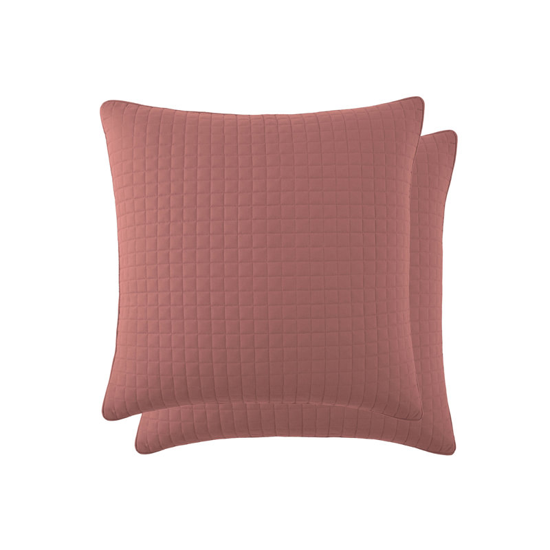 Vilano Springs 2-Piece Microfiber Embroidered Quilted Sham Covers, 22" H x 22" W, Marsala