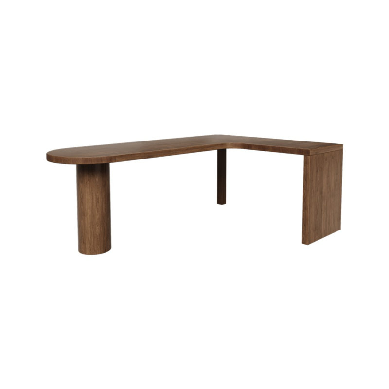 Bureau d'écriture en L en bois massif brun noisette, Retour à droite, H 29,53 po x l 70,87 po x P 47,24 po