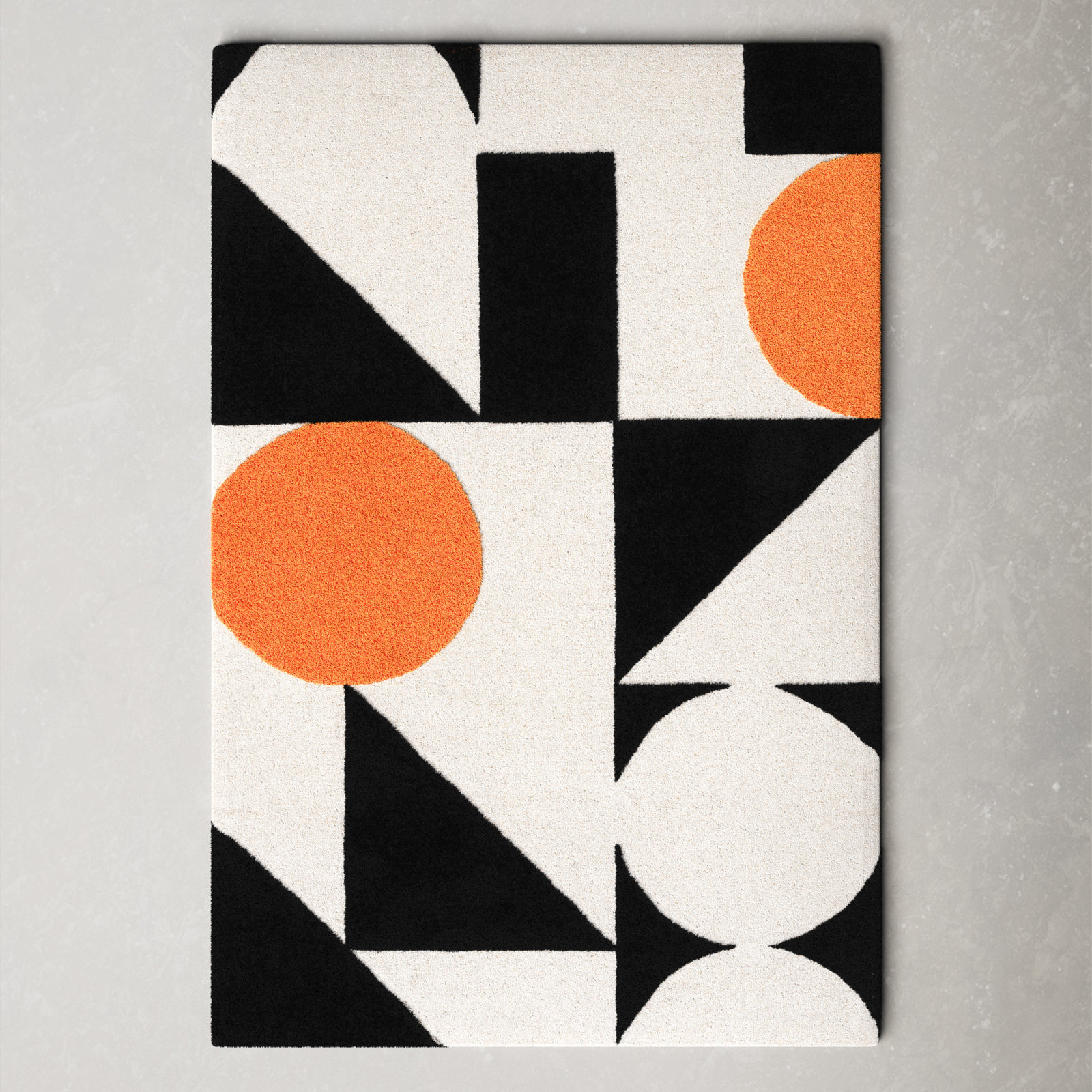 Felipe Rust Black Hand-Woven Wool Geometric Rug, Rectangle 3' x 5'