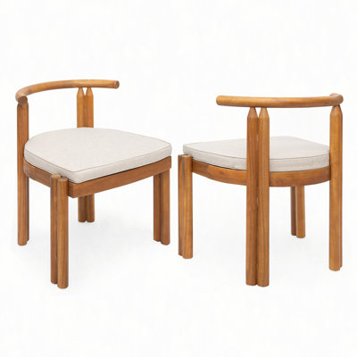 Chaise de salle à manger en bois d'acacia sans accoudoirs avec coussin Cove, ensemble de 2