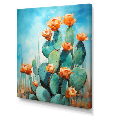 Cactus bleu et bronze brossé I - impressions sur toile de cactus