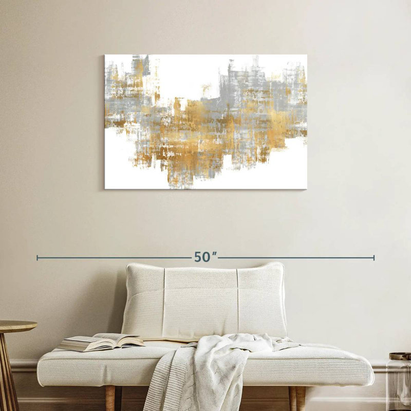 Avery dynamique doré sur gris II, H 24 po x l 36 po