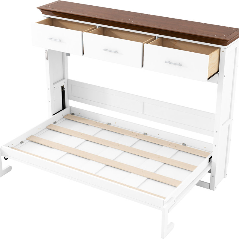Lit simple blanc, 3 tiroirs pour le rangement et la structure, peu encombrant, lit de performance de longue durée en blanc, amplement construit, facile à monter