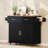 Rolling Kitchen Island with Drop Leaf Countertop, Sliding Door Storage & Lockable Wheels-583850876