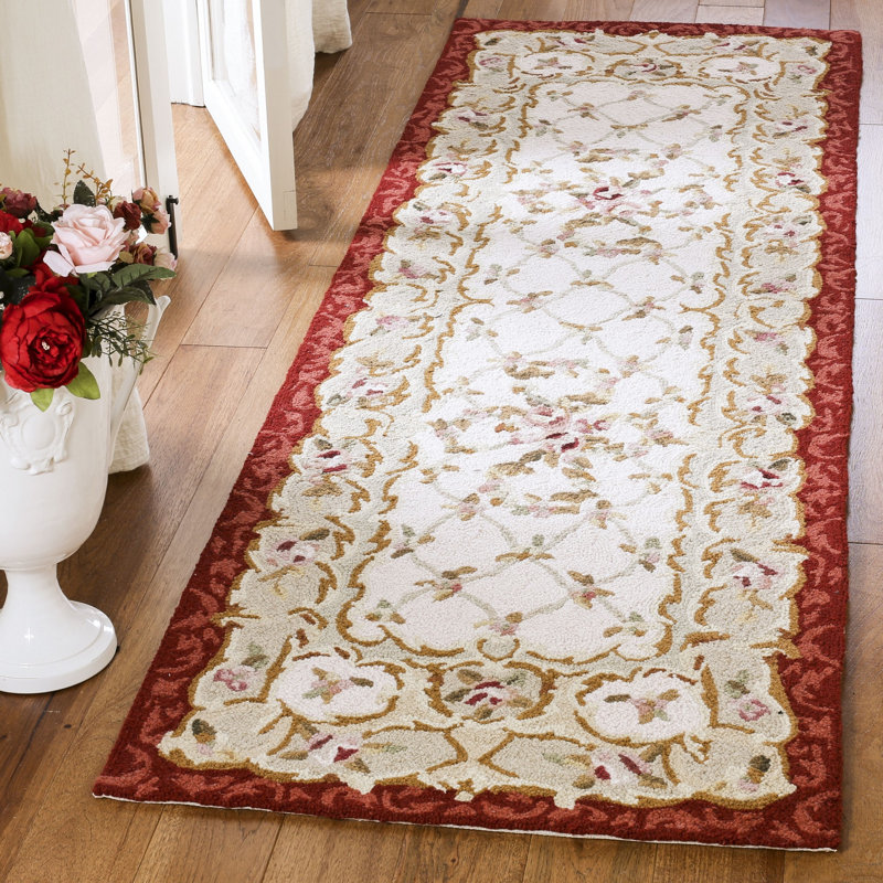 Brayton Hand Hooked Wool Pile Floral Rug, Runner 2'6" x 6'