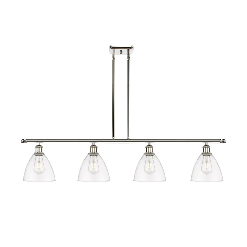 Luminaire suspendu linéaire à 4 lumières pour îlot de cuisine Angenetta, H 43,75 po x l 48 po x P 7,5 po, Transparent