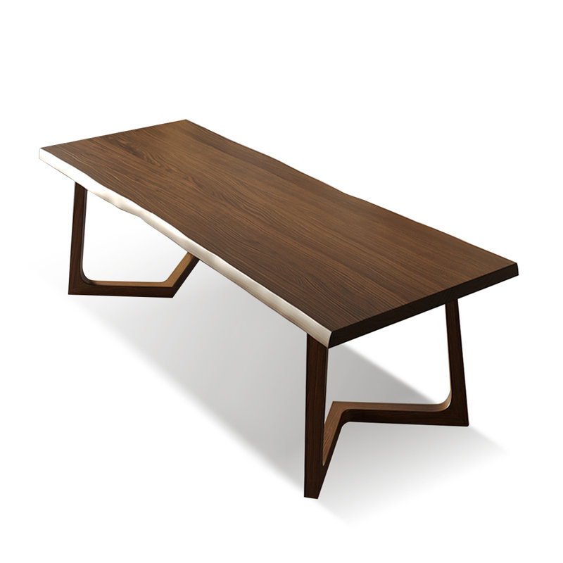 Nut-brown Free form Solid Wood Dining Table, 29.53"H x 102.36"L x 39.37"W