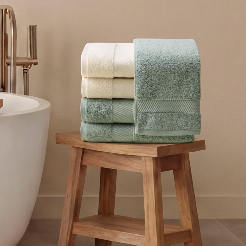 French Connection Solid Dobby Bath Towels, Whisper White