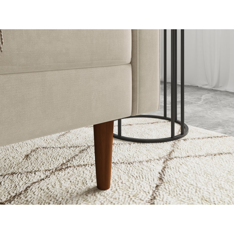 Canapé à accoudoirs carrés 70 po Mattea, 100 % polyester beige